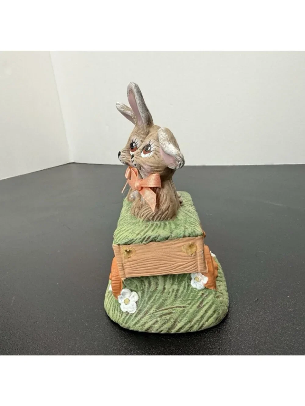 Vintage Cottontail Easter Bunnies In Cart Hand Painted Ceramic 5” Cottage